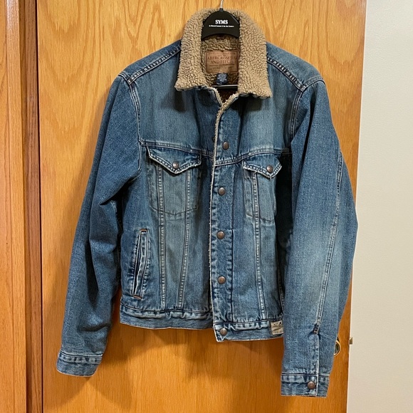 Vintage Abercrombie & Fitch Men’s Sherpa Lined Trucker Denim Jean Jacket Large - Picture 10 of 10